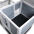 Wooden Rabbit Hutch, Outdoor Pet Bunny House Wooden Cage With Ventilation Gridding Fence, Openable Door, Cleaning Tray, Gray Gray Wood