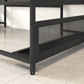 U shaped Desk with Shelve and LED lights black-mdf