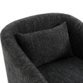 360 Degree Swivel Accent Armchair Linen Blend Black Black Upholstered