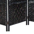 6' Tall Wicker Weave 3 Panel Room Divider Privacy Screen Black Black Wood