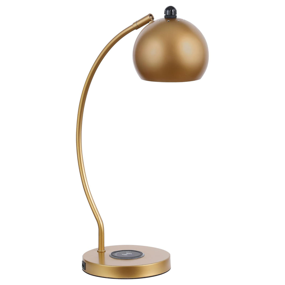 Gold Dome Shade Table Lamp With Curved Neck Gold Table&Floor Lamps Contemporary,Modern Study Metal