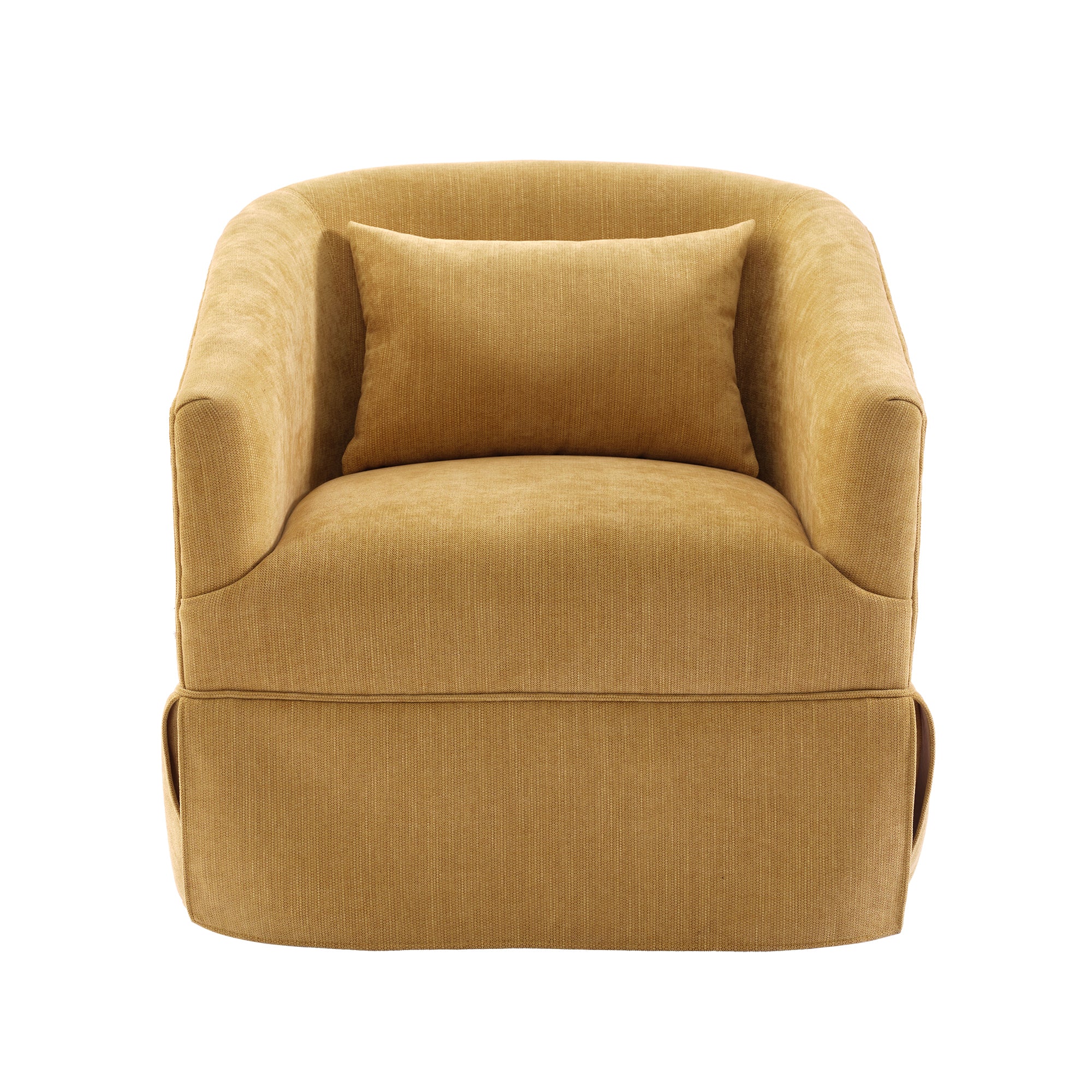 360 degree Swivel Accent Armchair Linen Blend MUSTED mustard yellow-upholstered