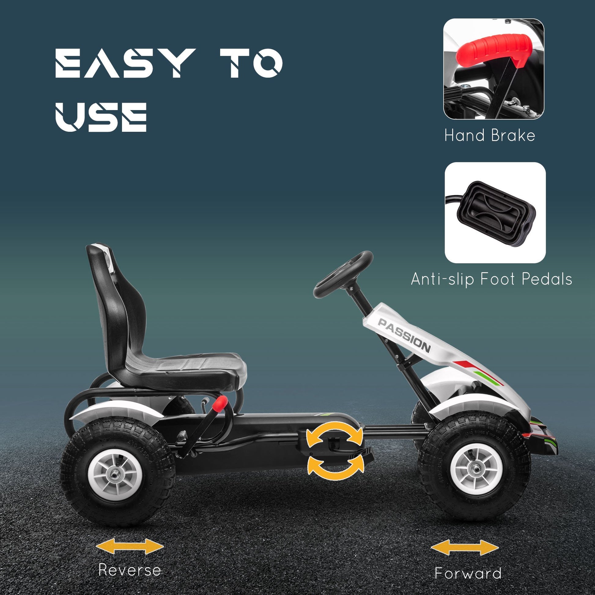 pedal go kart 5-12 years Kids Pedal Go Kart, Outdoor Ride On Toys With Adjustable Seat, Sharp Handling, Handbrake, 4 Non-Slip Rubber Wheels For Aged 5-12 Years Old