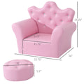 Kids Sofa Set, Children'S Upholstered Sofa With Footstool, Princess Sofa With Diamond Decorations, Baby Sofa Chair For Toddlers, Girls, Pink Pink Wood