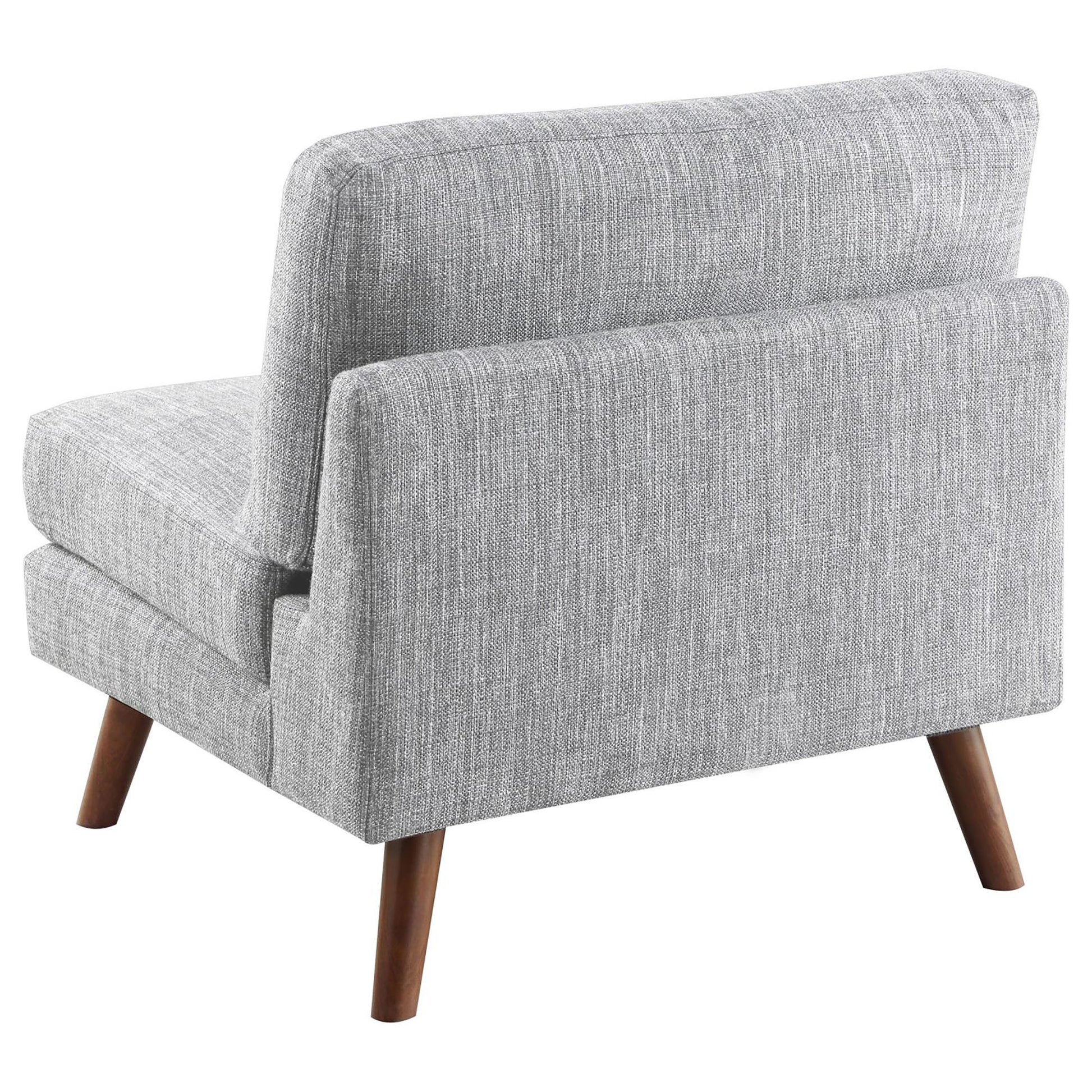 Grey Tufted Cushion Back Armless Chair Grey Primary Living Space Mid Century Modern Rubberwood Foam Upholstered