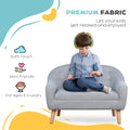 2 Seat Kids Sofa Linen Fabric And Wooden Frame Sofa For Kids And Toddlers Ages 3 7, 11