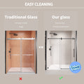 62'' 66'' W X 76'' H Single Sliding Frameless Shower Door With 3 8 Inch 10Mm Clear Glass In Chrome Chrome Stainless Steel