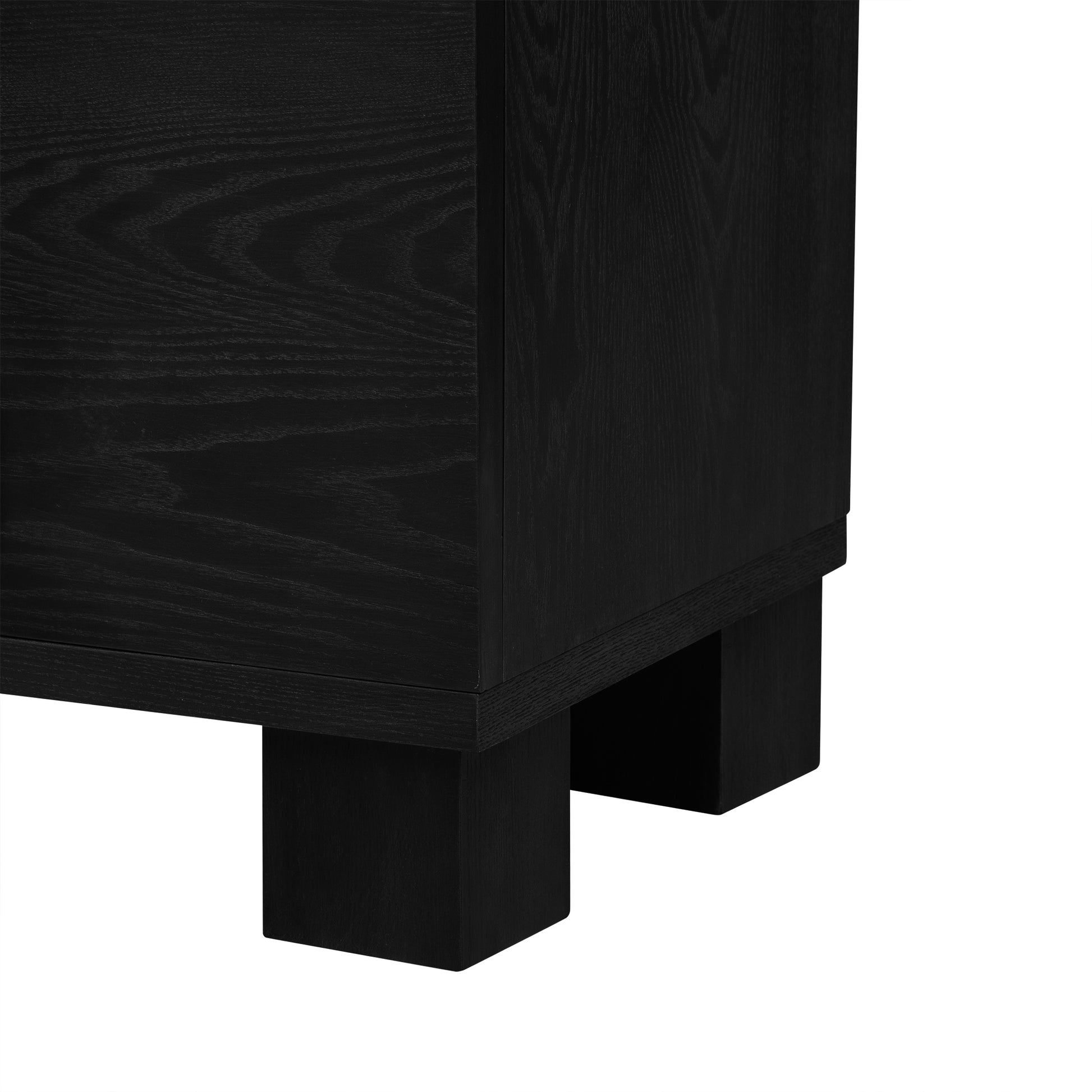 Wood Traditional Style Sideboard With Adjustable Shelves And Gold Handles For Kitchen, Dining Room And Living Room Black Black Mdf