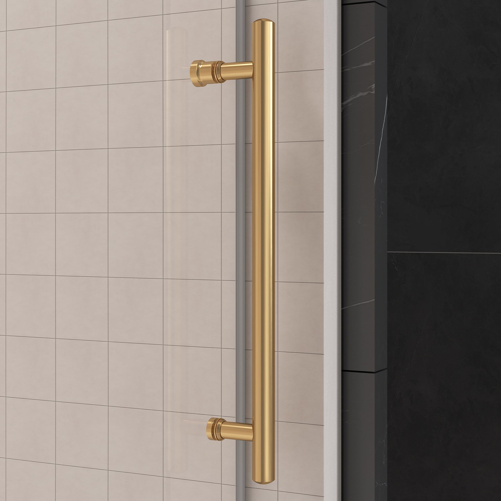 56'' 60'' W x 76'' H Single Sliding Frameless Shower brushed gold-stainless steel