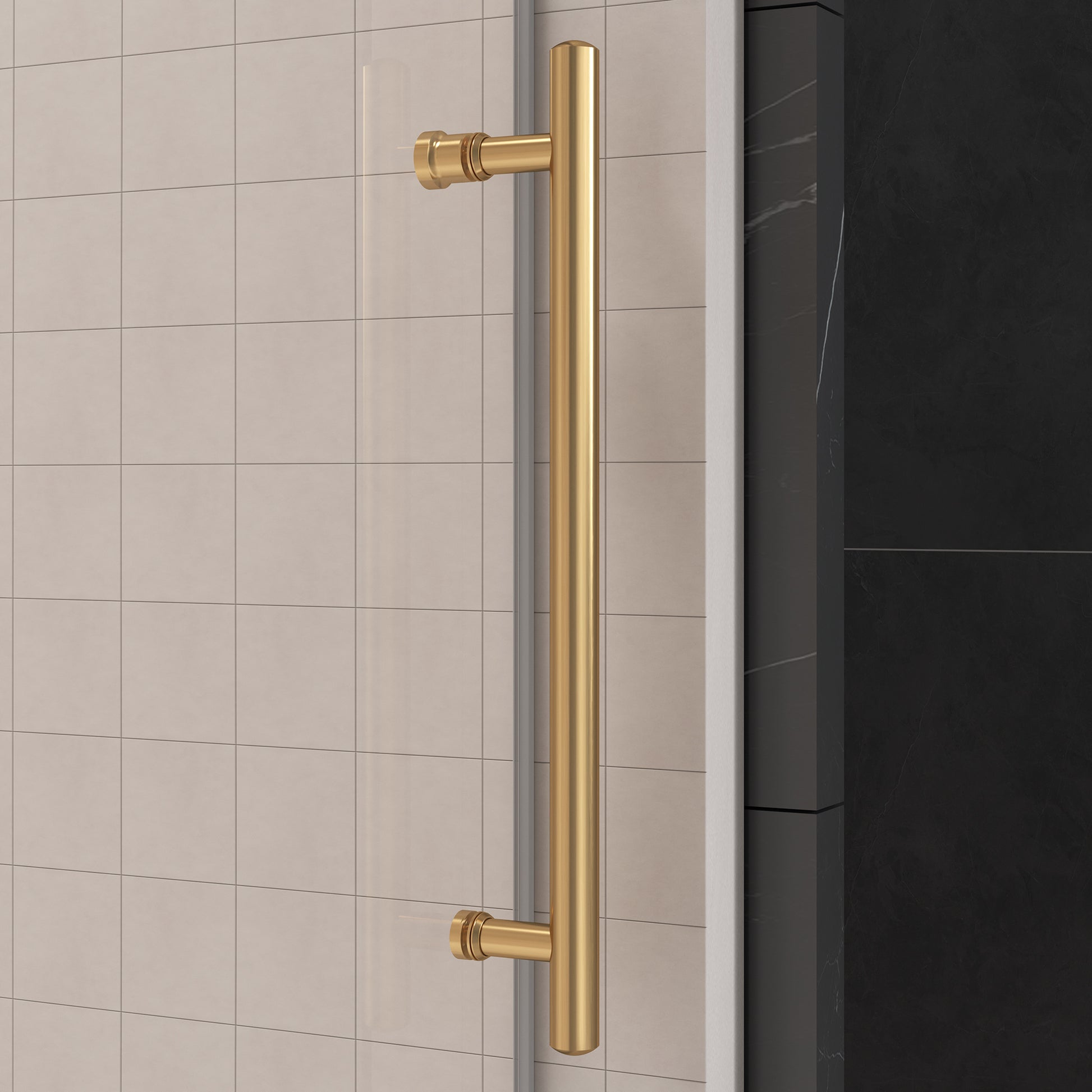 62'' 66'' W x 76'' H Single Sliding Frameless Shower brushed gold-stainless steel