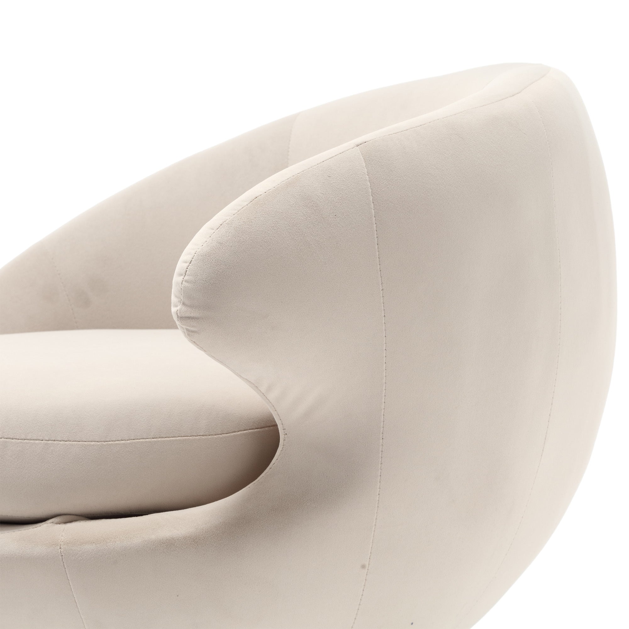 360 Degree Swivel Cuddle Barrel Accent Chairs, Round beige-velvet