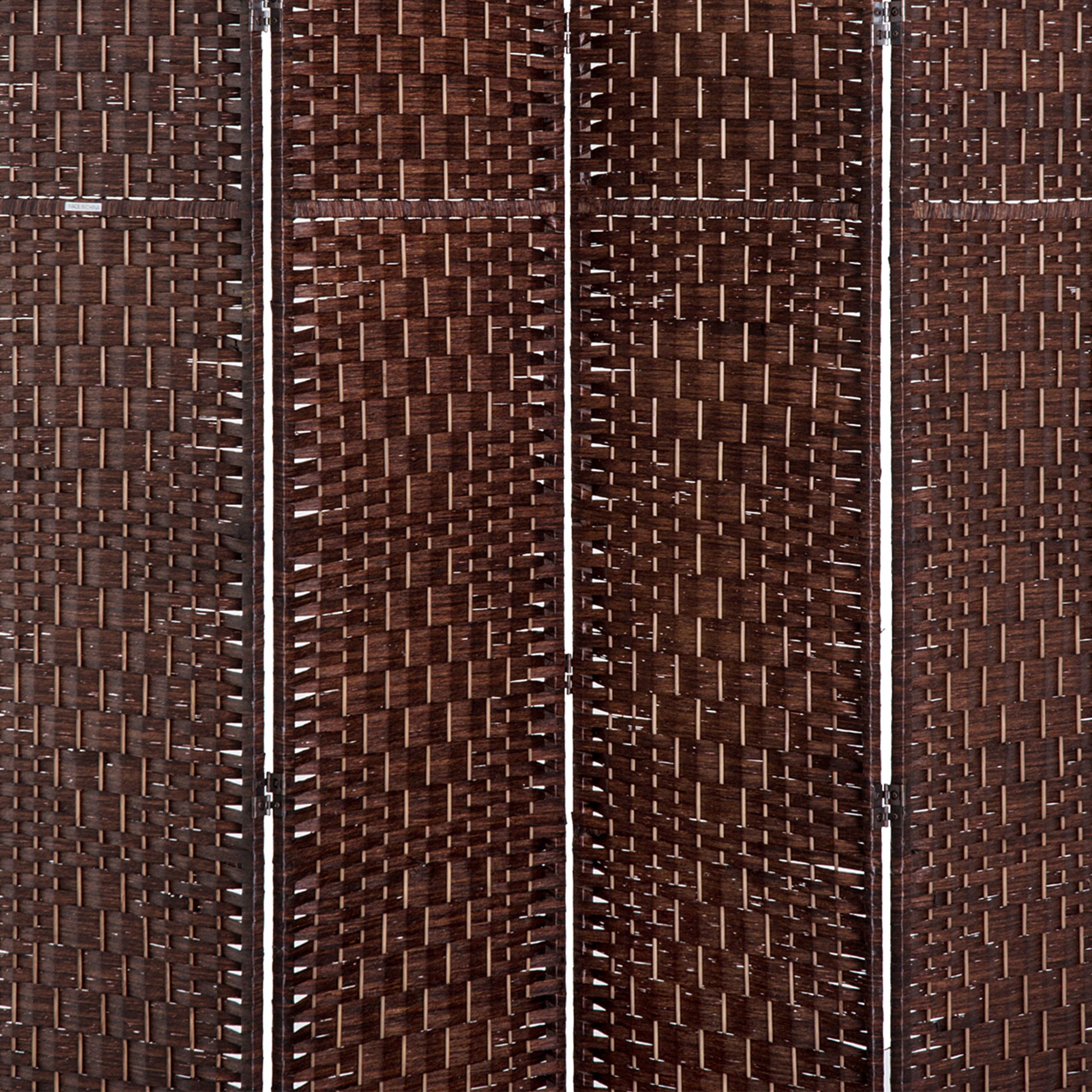 6' Tall Wicker Weave 4 Panel Room Divider Privacy Screen Brown Brown Wood