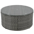 Outdoor Patio Furniture Luxury Circular Outdoor Sofa Set Rattan Wicker Sectional Sofa Lounge Set With Tempered Glass Coffee Table, 6 Pillows, Grey Yes Grey Water Resistant Frame Water Resistant Cushion Garden & Outdoor Sectional Seating Groups Foam