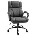 500Lbs Big And Tall Office Chair With Wide Seat, Ergonomic Executive Computer Chair With Adjustable Height, Swivel Wheels And Linen Finish, Dark Grey Grey Polyester