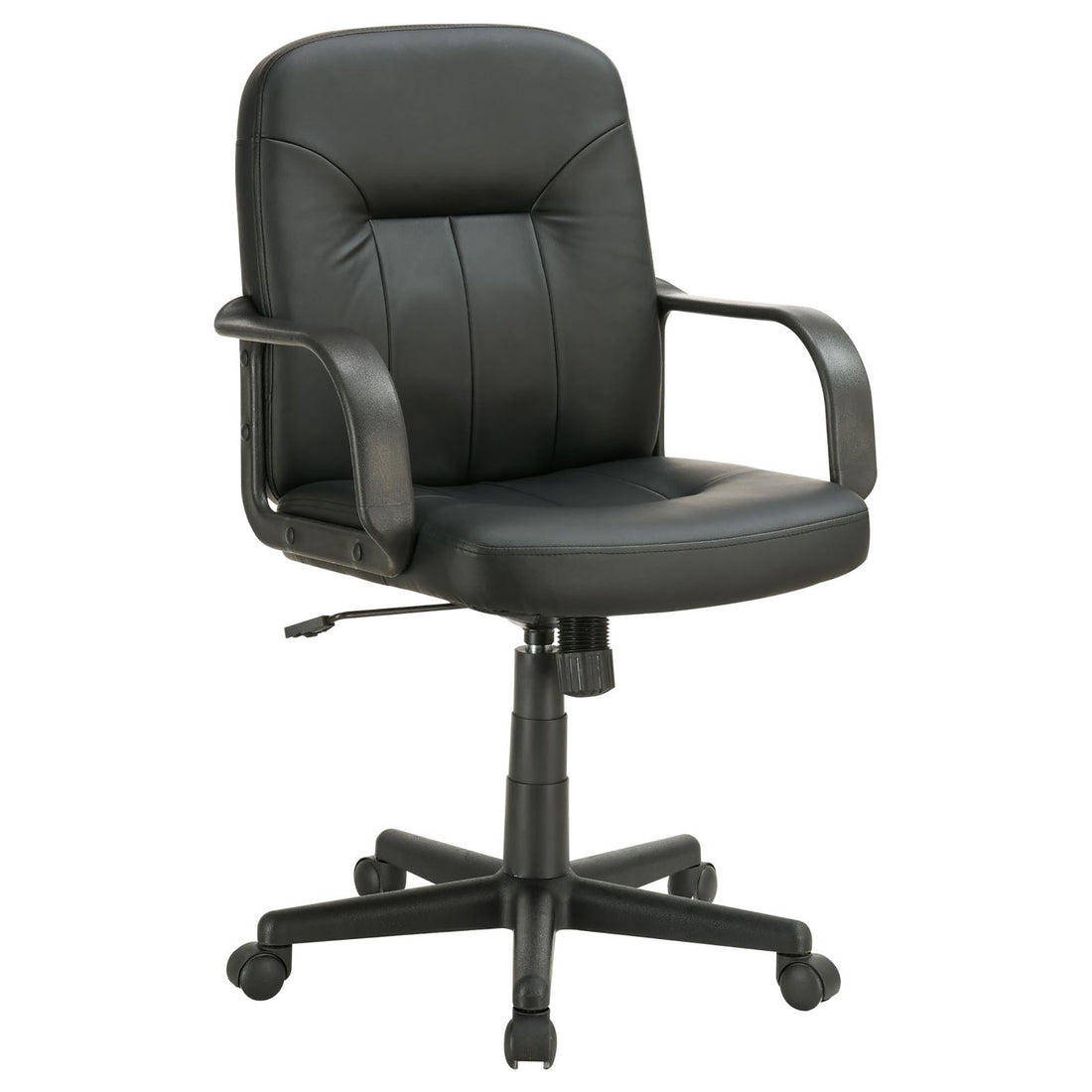 Black Office Chair With Casters Black Office Spot Clean Contemporary,Modern Office Chairs Tufted Back Foam Adjustable Height Upholstered