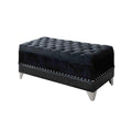 Black Tufted Trunk With Trim Black Velvet Bathroom Black Traditional Internal Storage Foam Upholstered