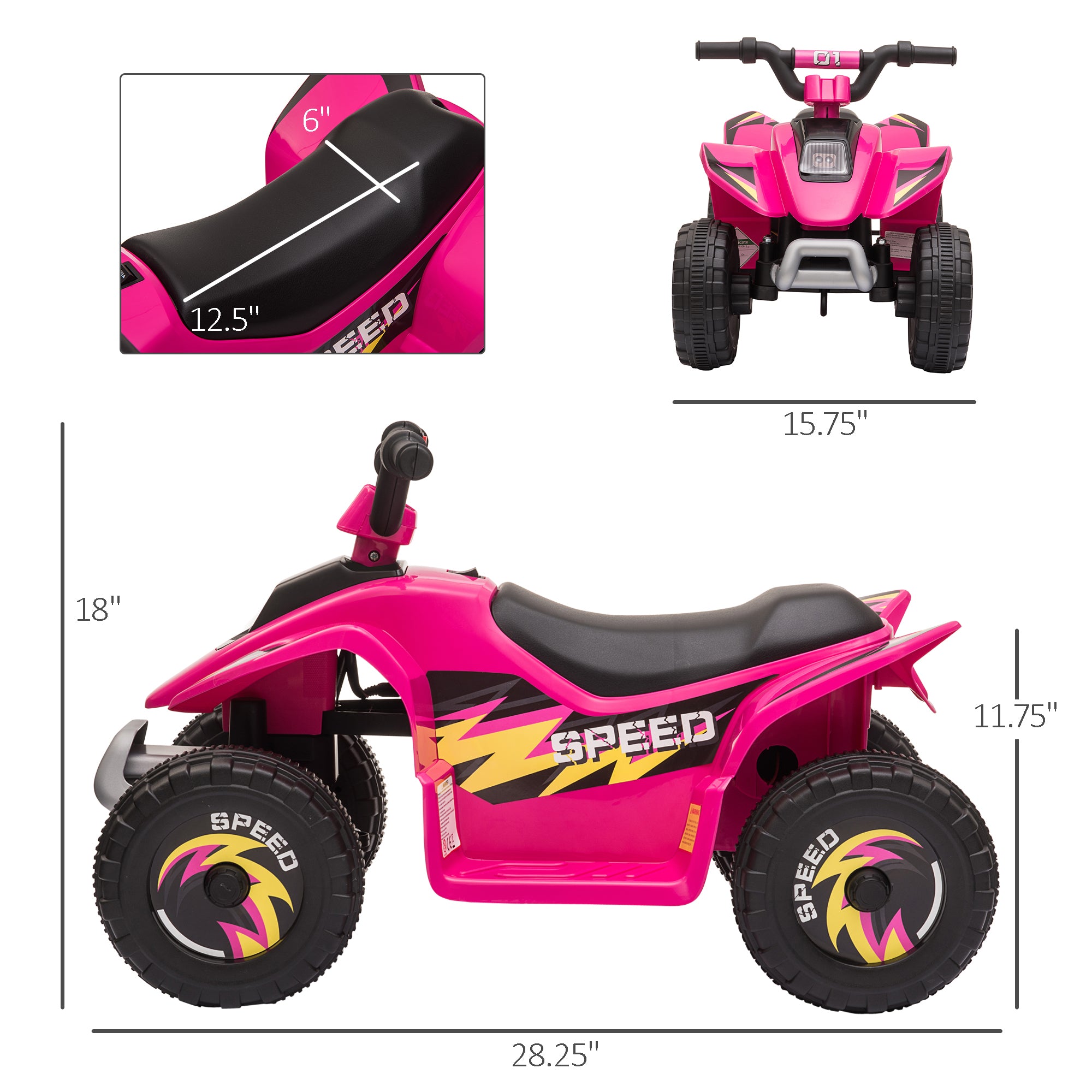 6V Kids ATV 4 Wheeler Ride on Car, Electric Motorized pink-steel