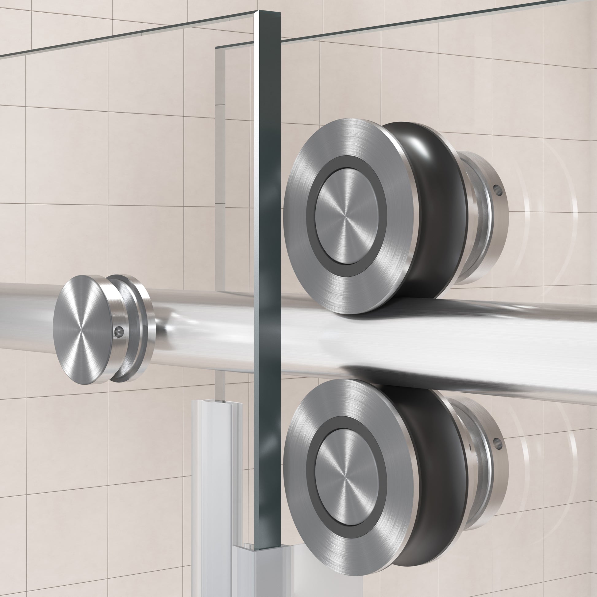 62'' 66'' W x 76'' H Single Sliding Frameless Shower brushed nickel-stainless steel