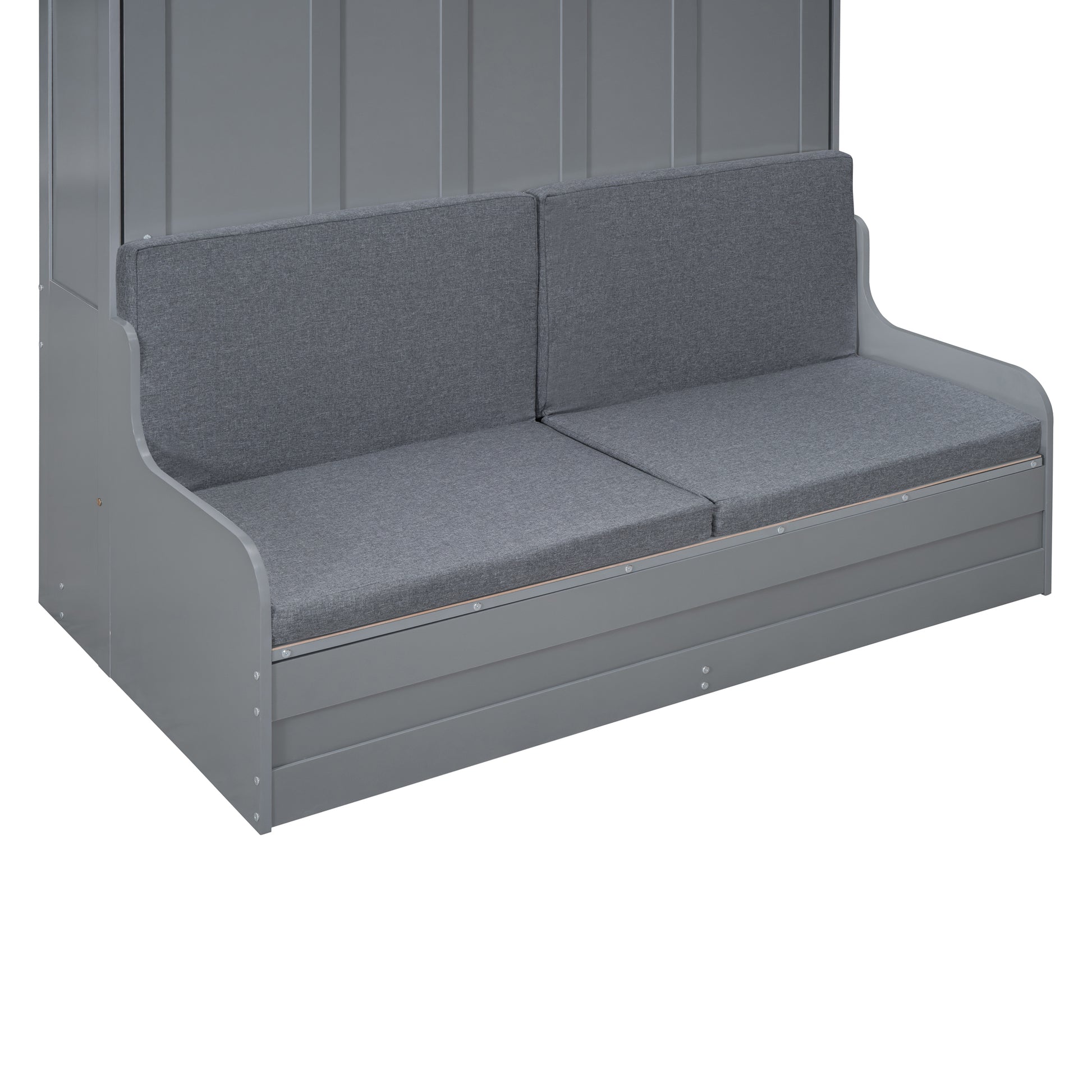 Queen Size Murphy Bed Wall Bed With Cushion,Gray Queen Gray Mdf Lvl