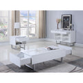 High Glossy White Storage Coffee Table White White Primary Living Space Contemporary,Modern Rectangular Drawers Coffee & End Tables Glossy Wood