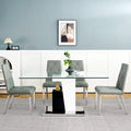 Modern Style Glass Table, Elegant Transparent Design, Durable Support Base, Solid, Selected Materials Made Of Furniture Display Fashion, Suitable For The Living Room Set Of 5 Grey Silver Seats 4 Mdf Glass