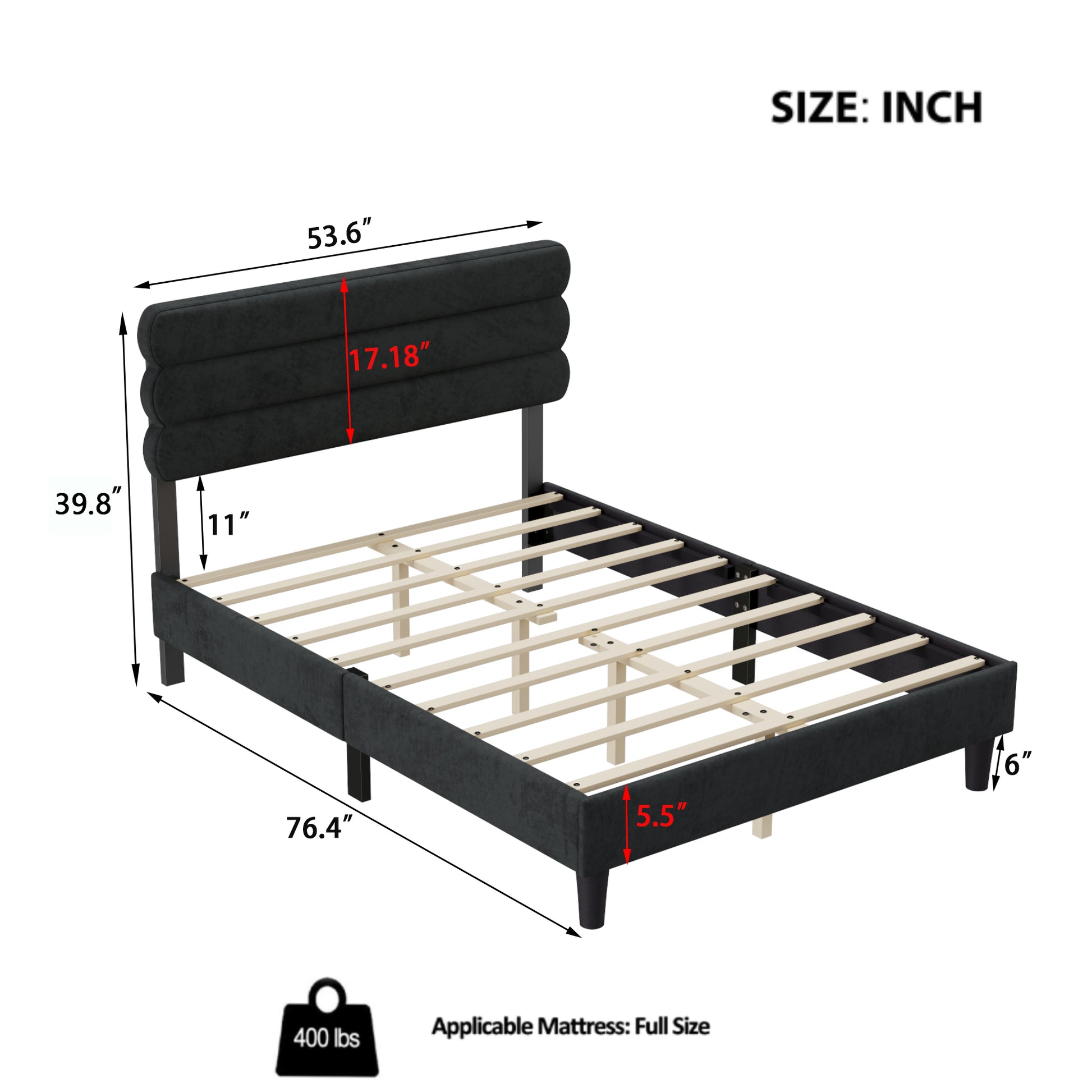 Full Bed Frame With Headboard,Sturdy Platform Bed With Wooden Slats Support,No Box Spring,Mattress Foundation,Easy Assembly Dark Grey Dark Grey Wood