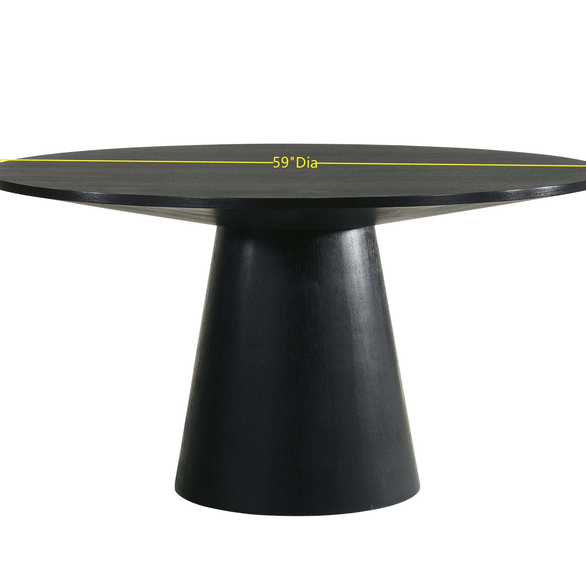 Froja Round Dining Table, Black Finish Dn01802 Black Wood