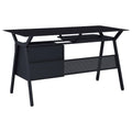 Black 2 Drawer Computer Desk Black Keyboard Tray Computer Desk Office Contemporary,Modern Rectangular Drawers Folding Tables Metal Trestle