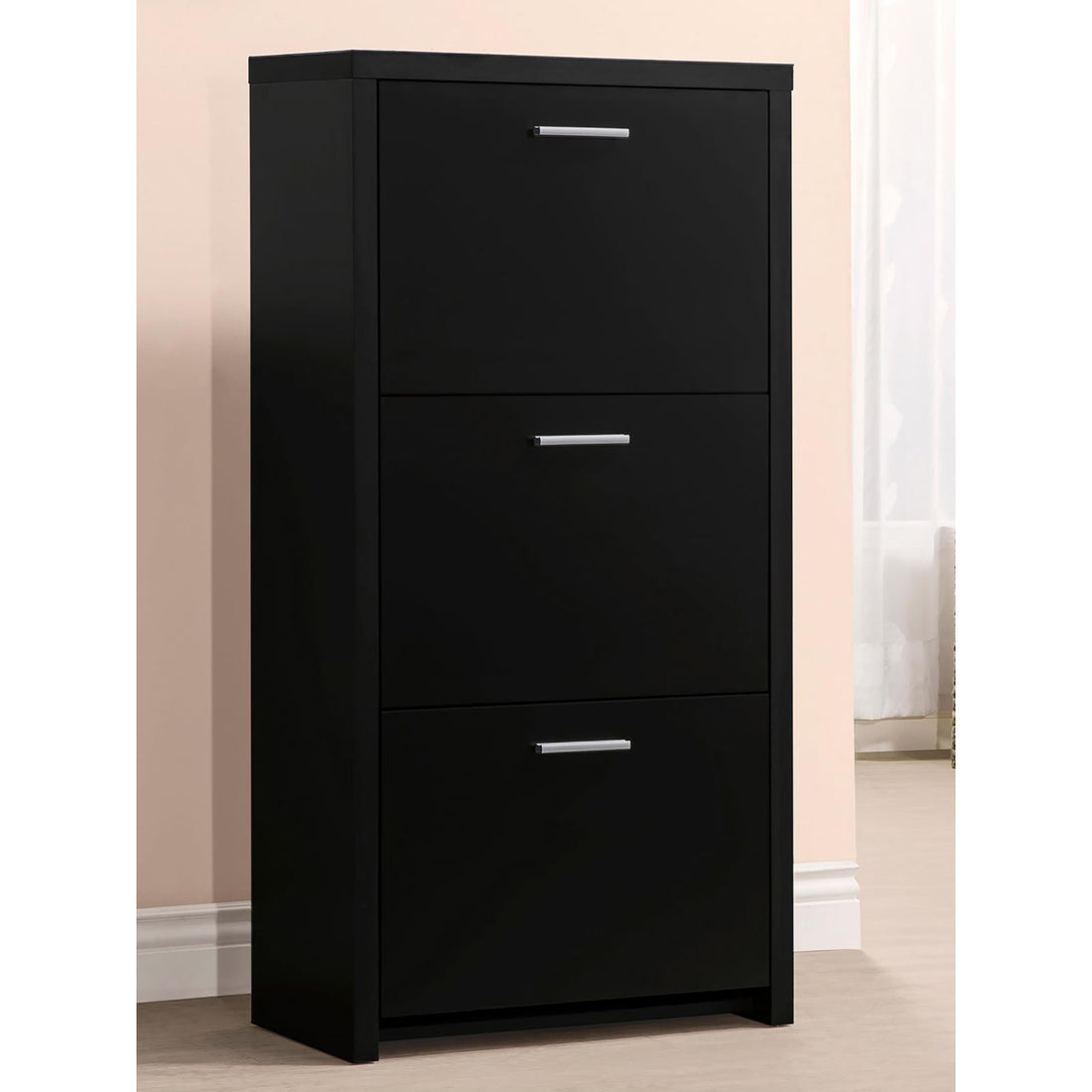 Black 3 Drawer Shoe Rack Freestanding 3 4 Drawers Black Primary Living Space Wood Shelves Contemporary,Modern Wood