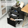 3 Drawer Office Storage Cabinet, Under Desk Cabinet With Wheels, Black Wood Grain Black Particle Board