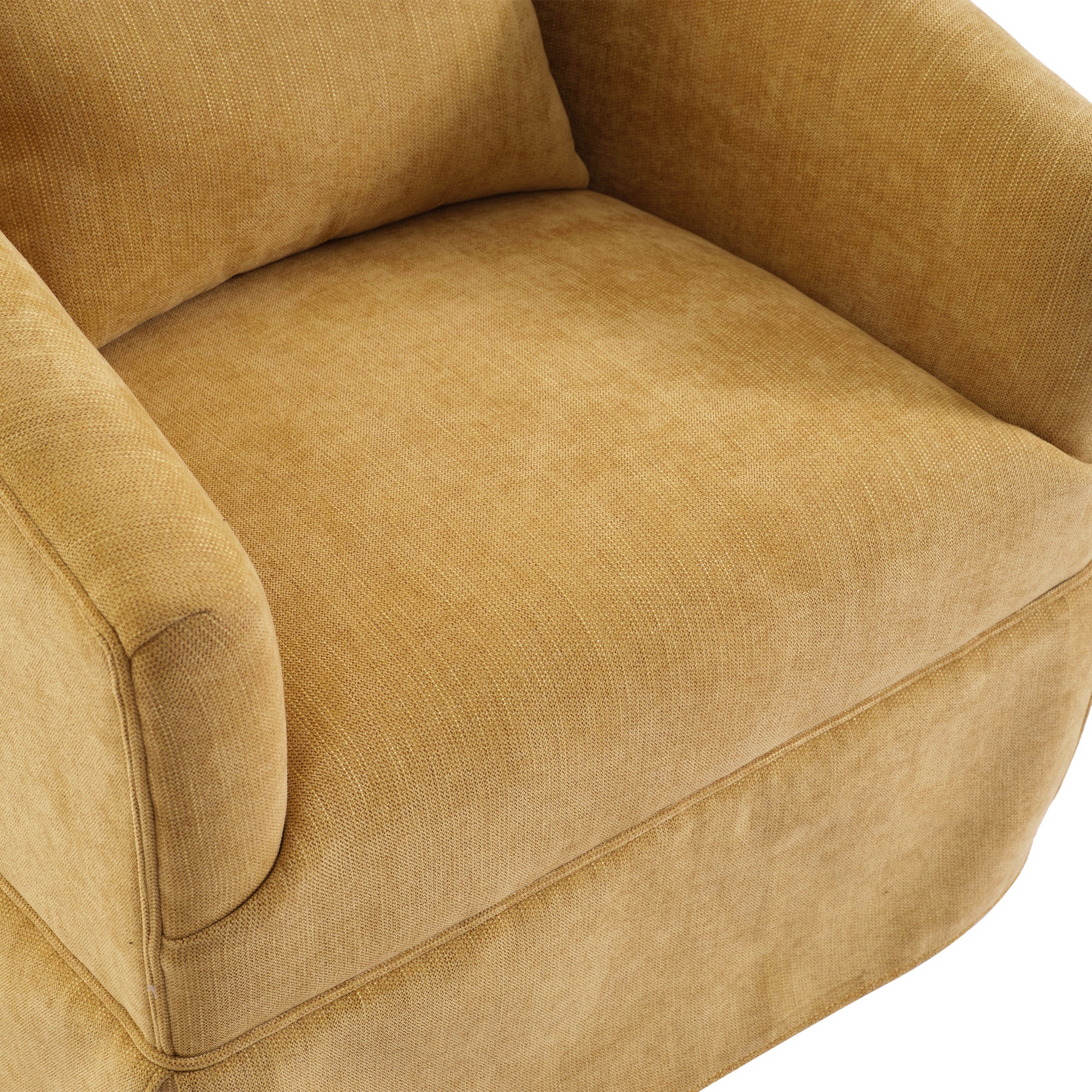 360 degree Swivel Accent Armchair Linen Blend MUSTED mustard yellow-upholstered