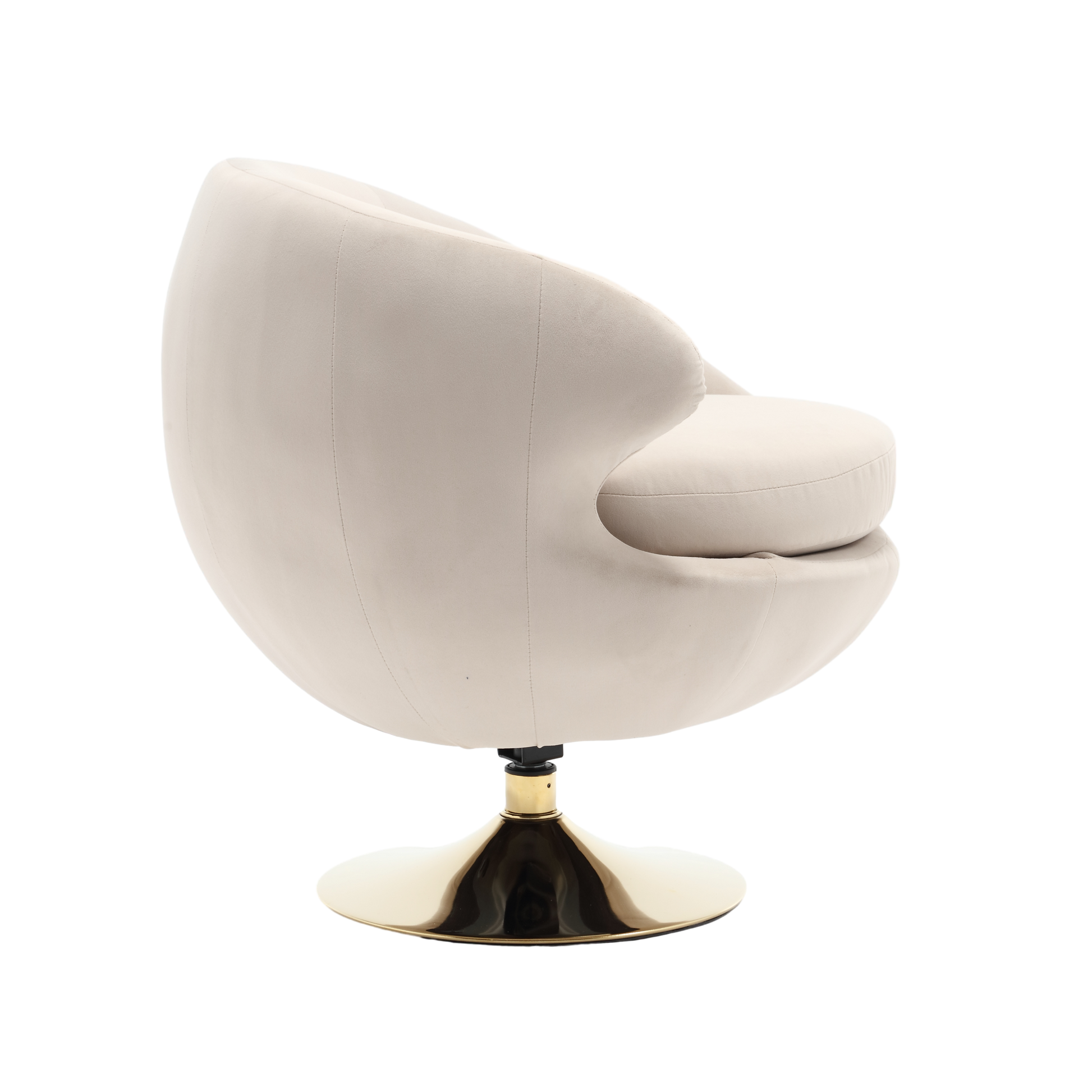 360 Degree Swivel Cuddle Barrel Accent Chairs, Round Armchairs With Wide Upholstered, Fluffy Fabric Chair For Living Room, Bedroom, Office, Waiting Rooms Beige Velvet