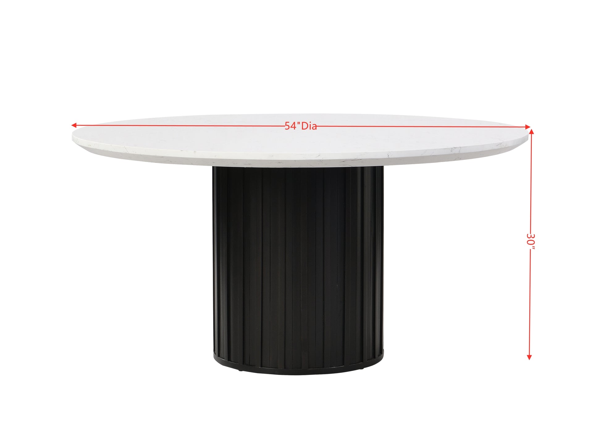 Jaramillo Round Dining Table, Engineering Marble Top & Black Finish Dn02141 Black Wood