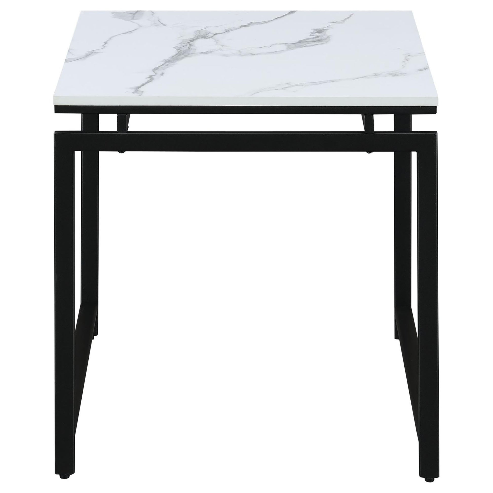 White Faux Marble And Dark Gunmetal 3 Piece Occasional Set White Primary Living Space Contemporary,Modern Tabeltop Rectangular Coffee & End Tables Metal