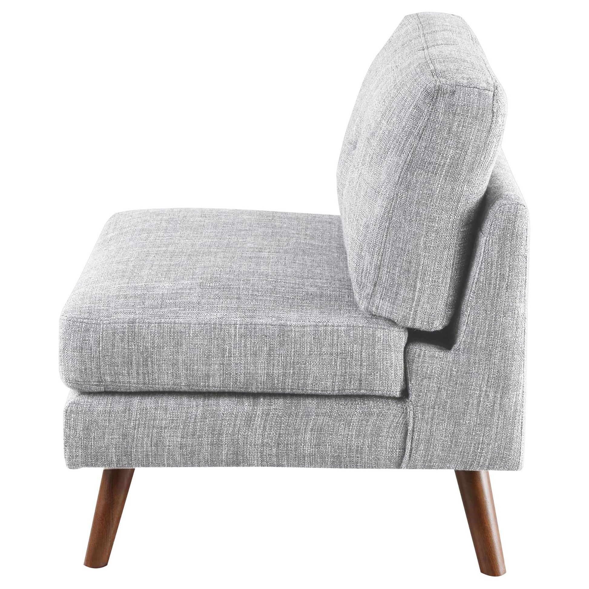 Grey Tufted Cushion Back Armless Chair Grey Primary Living Space Mid Century Modern Rubberwood Foam Upholstered