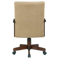 Tan And Upholstered Game Chair With Casters Solid Brown Brown Dining Room Traditional Arm Chair Rubberwood Solid Back Casters Wood