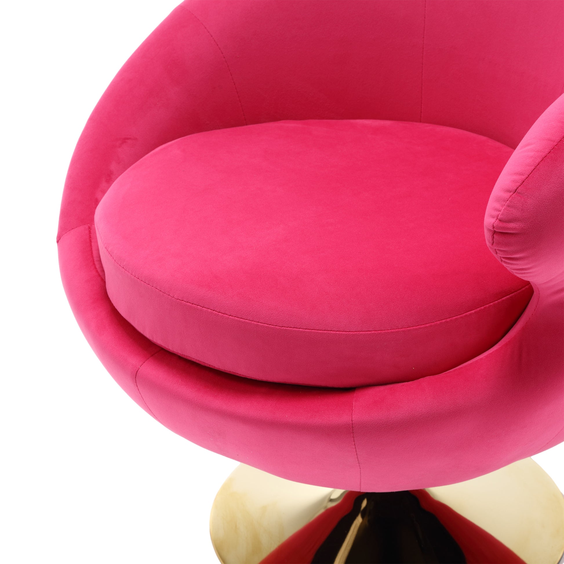 360 Degree Swivel Cuddle Barrel Accent Chairs, Round Armchairs With Wide Upholstered, Fluffy Fabric Chair For Living Room, Bedroom, Office, Waiting Rooms Rose Red Velvet