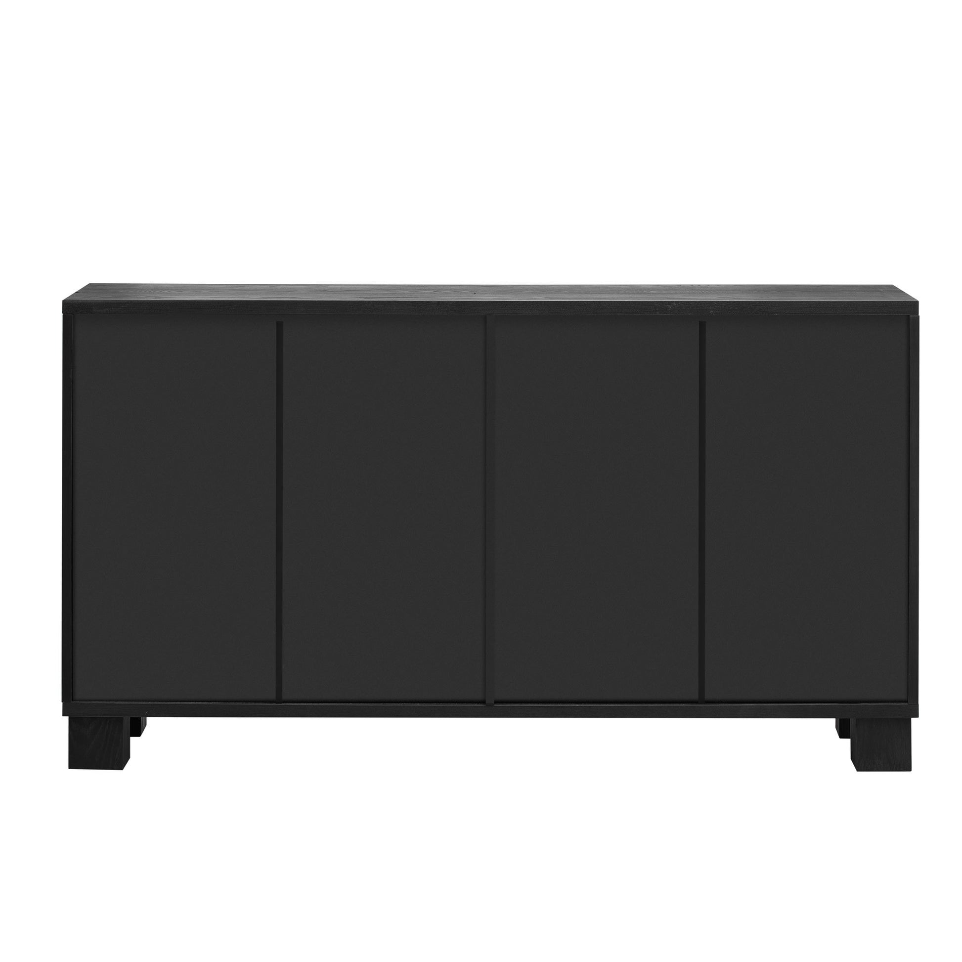 Wood Traditional Style Sideboard With Adjustable Shelves And Gold Handles For Kitchen, Dining Room And Living Room Black Black Mdf