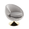 360 Degree Swivel Cuddle Barrel Accent Chairs, Round Armchairs With Wide Upholstered, Fluffy Fabric Chair For Living Room, Bedroom, Office, Waiting Rooms Gray Velvet