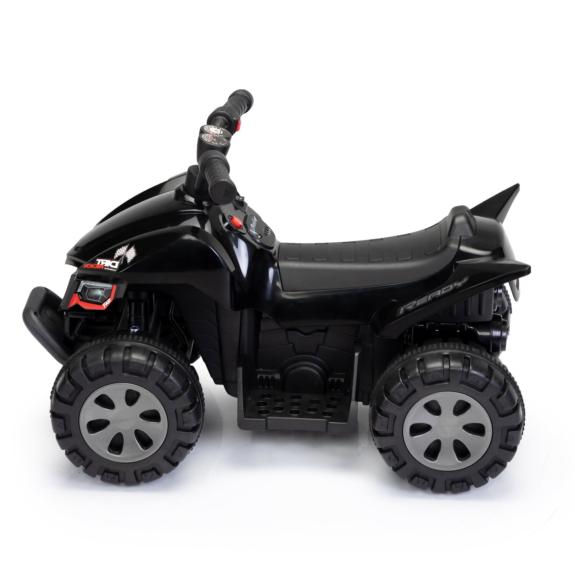 Kids Ride On Atv, 6V Battery Powered Electric Quad Car With Music, Led Lights And Spray Device, 4 Wheeled Ride On Toy For Toddlers Age 3 5, Black Black Polypropylene