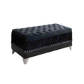 Black Tufted Trunk With Trim Black Velvet Bathroom Black Traditional Internal Storage Foam Upholstered