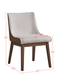 Ginny Side Chair Set 2 , White Boucle, Brown Velvet & Walnut Finish Dn02308 White Velvet