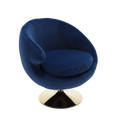 360 Degree Swivel Cuddle Barrel Accent Chairs, Round Armchairs With Wide Upholstered, Fluffy Fabric Chair For Living Room, Bedroom, Office, Waiting Rooms Navy Velvet