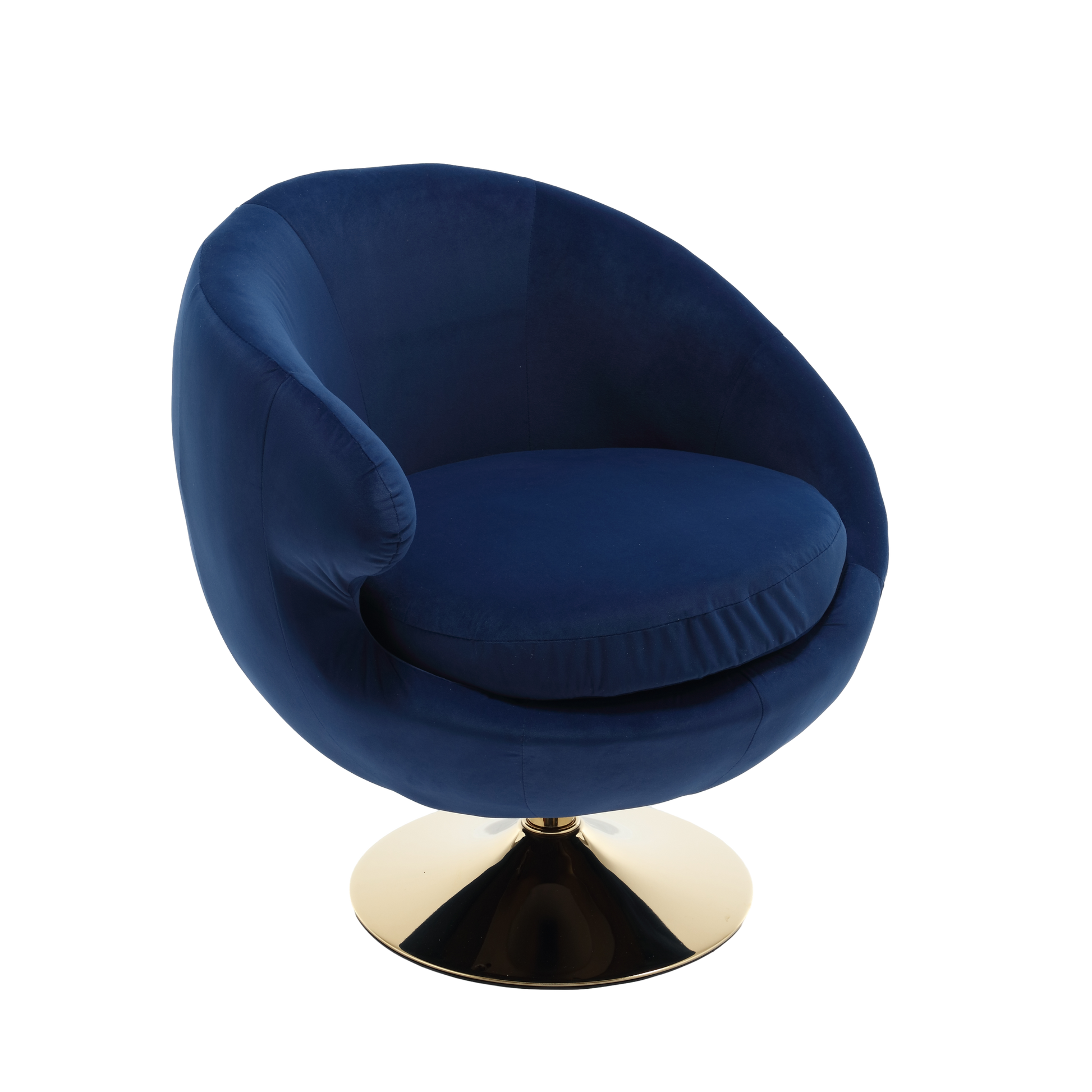 360 Degree Swivel Cuddle Barrel Accent Chairs, Round Armchairs With Wide Upholstered, Fluffy Fabric Chair For Living Room, Bedroom, Office, Waiting Rooms Navy Velvet