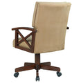 Tan And Upholstered Game Chair With Casters Solid Brown Brown Dining Room Traditional Arm Chair Rubberwood Solid Back Casters Wood