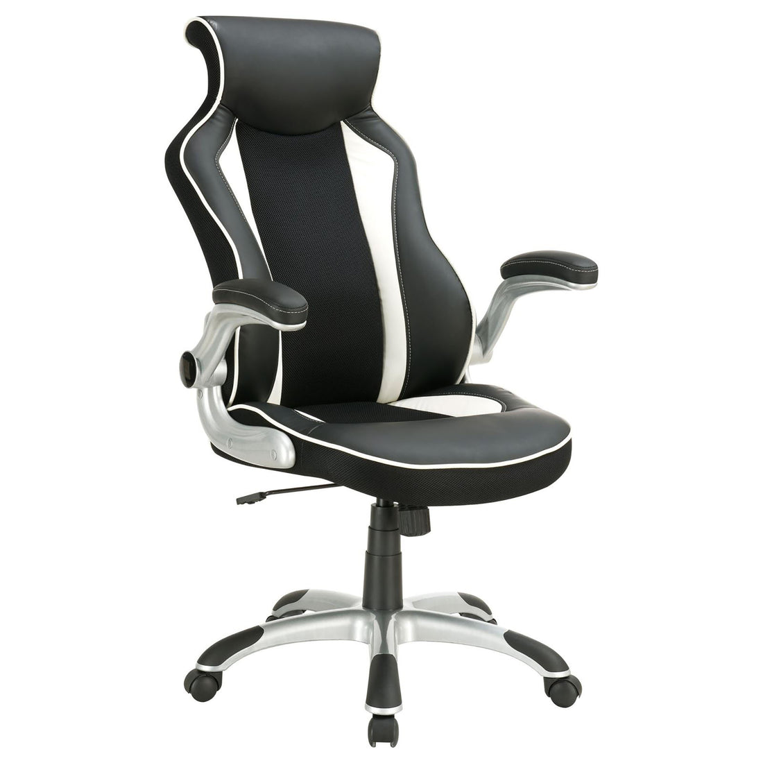 Black And Silver Adjustable Height Office Chair Black Office Spot Clean Contemporary,Modern Foam Casters Upholstered