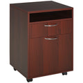 Mobile Storage Cabinet Organizer With Drawer And Cabinet, Printer Stand With Castors, Brown Brown Particle Board