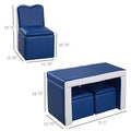 Kids Sofa Set 2 In 1 Multi Functional Toddler Table Chair Set 2 Seat Couch Storage Box Soft Sturdy Blue Blue Wood