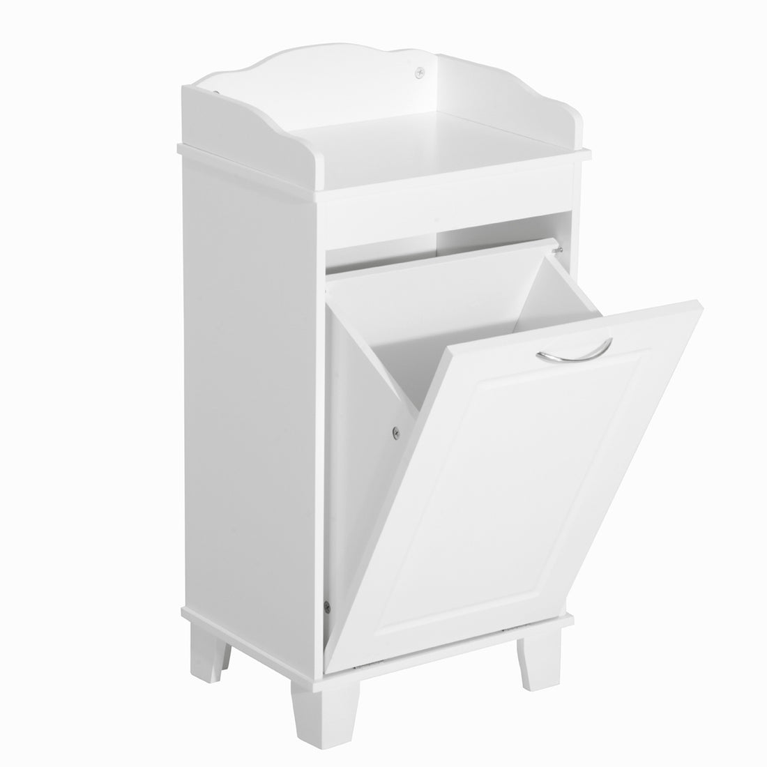 31" Tilt Out Laundry Hamper, Free Standing Home Organizer Hamper, Bathroom Storage Cabinet, White White Engineered Wood