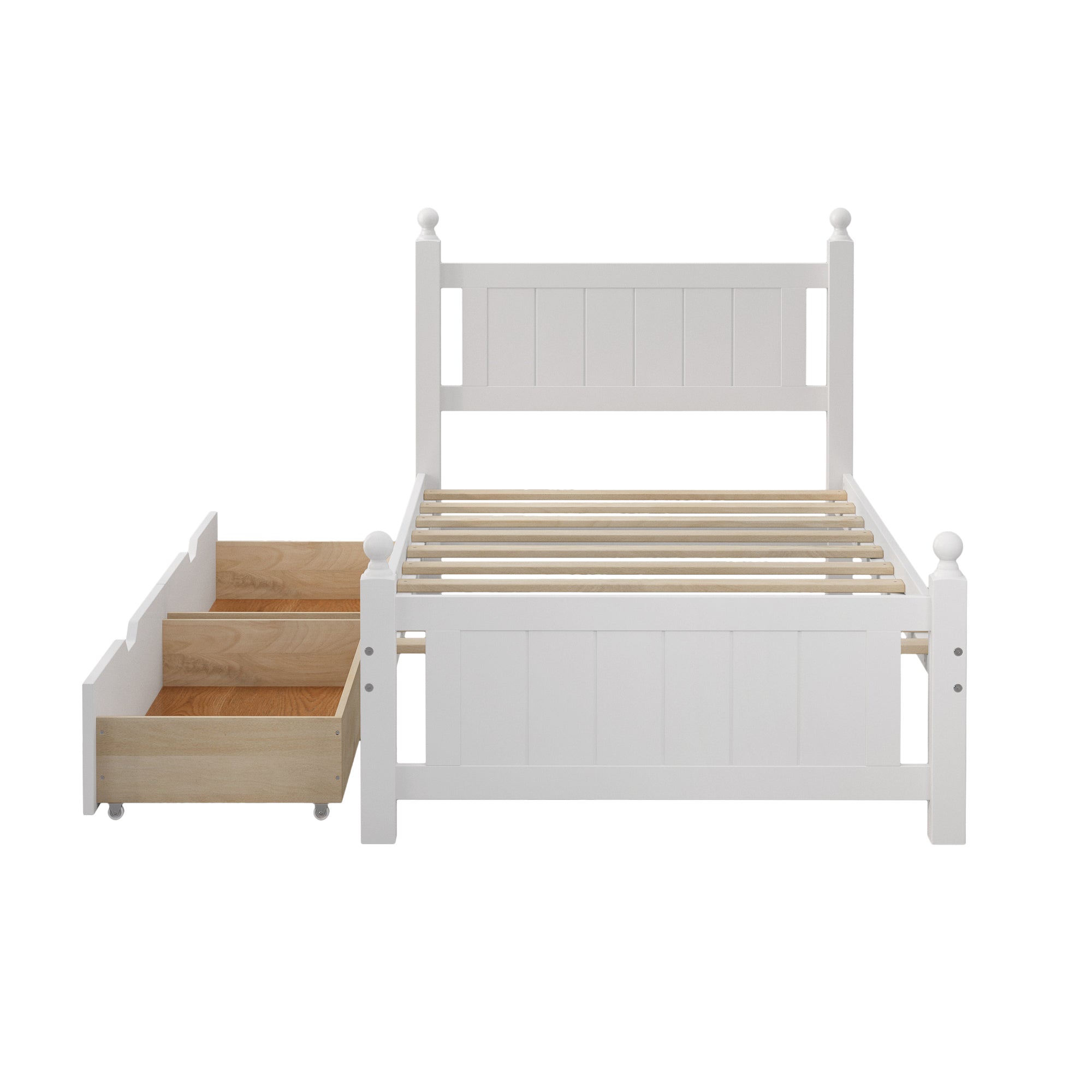 Twin Size Solid Wood Platform Bed Frame with 2 drawers box spring not